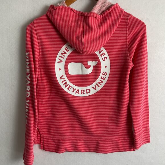 Vineyard Vines Kids Size M Long Sleeve Pink Striped Hoodie - Picture 3 of 10